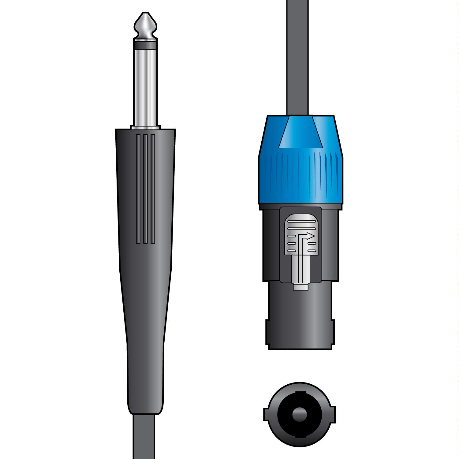 Citronic Classic Speaker Lead 6.3mm Mono Jack Plug to Speaker Plug Male Jack to SPK Durable, Speaker Cable for Reliable Sound Connection 1.5 Metre