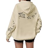 Lubpow Cute Sea Turtle Hoodies for Women Oversized Ocean Hoodie Aesthetic Graphic Sweatshirts Casual Fleece Pullover Tops