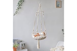Partslety Macrame Cat Hammock Hanging Cat Bed - Boho Wall Hanging Cat Hammock for Indoor Outdoor Home Decor, Pet Cat Swing Be