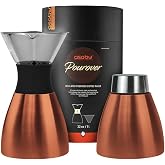 asobu Insulated Pour Over Coffee Maker (32 oz.) Double-Wall Vacuum, Stainless-Steel Filter and Take on the Go Carafe (Copper)