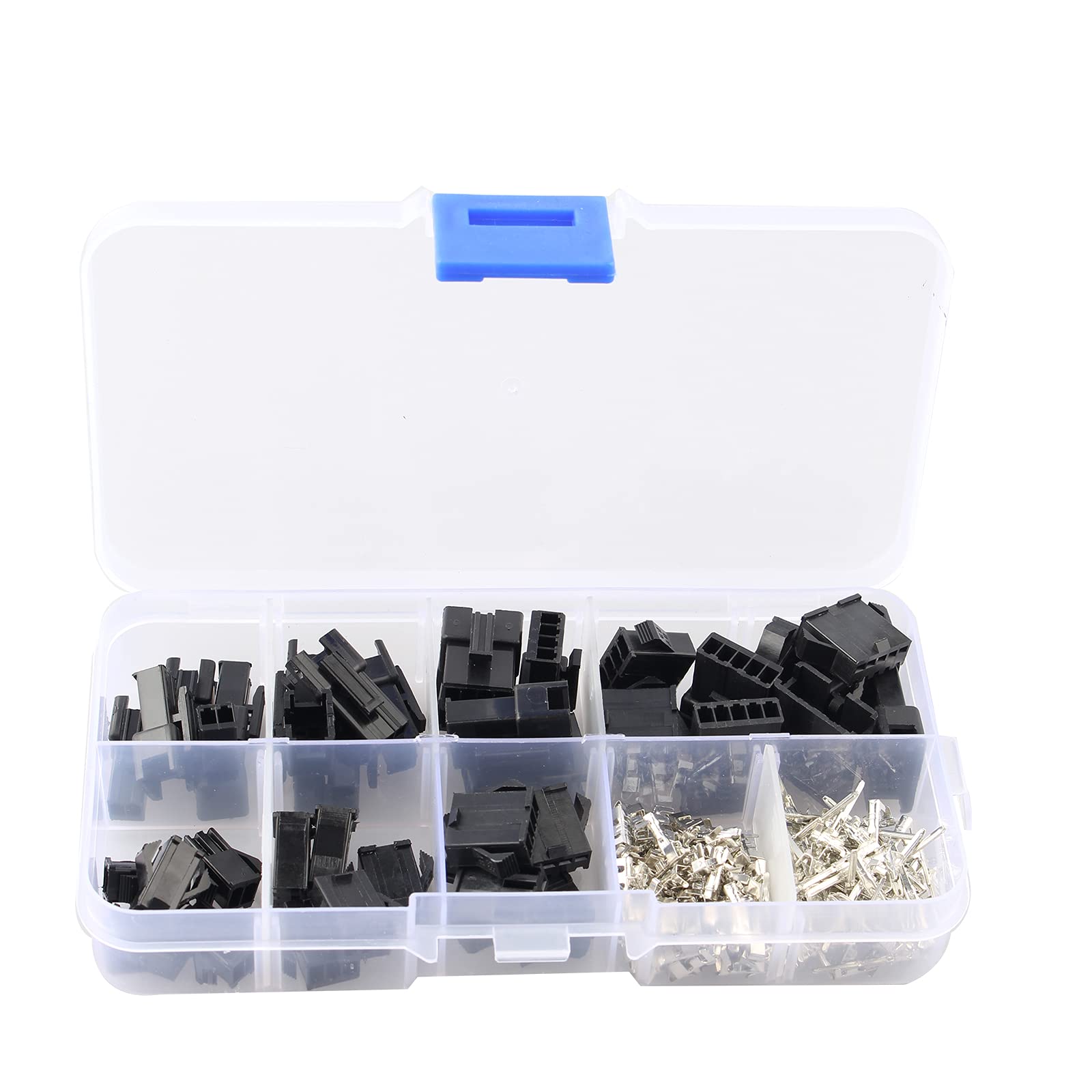 HALJIA 200PCS 2.54mm Pitch 2 3 4 5 Pin JST Connectors, Male and Female Pin Header Plug Housing Pin Connectors, Plug Connector SM Plug Connector, Wire Jumper Pin Header Connector Housing Kit