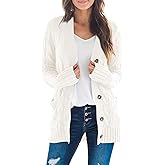 ZESICA Women's Cardigan Sweaters 2026 Spring Button Down Open Front Cable Knit Casual Trendy Clothing Outerwear