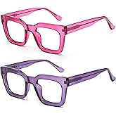 AQWANO Stylish Oversized Reading Glasses for Women Fashion Designer Readers Blue Light Square Computer Glasses