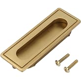 Luatoxry Flush Door Pull, Brass Sliding Door Pull, 4.1x1.5x0.5in Recessed Pulls Cabinet, Exquisite Finger Flush Pulls with 2Pcs Screws for Drawer, Cabinets, Cupboard, Wardrobe