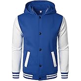 HOOD CREW Mens Casual Sports Varsity Jacket Fashion Hooded Letterman Jackets