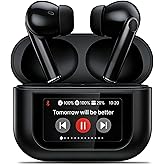 Smart Earphones with Touchscreen, Touch Screen Earbuds, 13 Functions wireless Headphones Bluetooth 5.4, Touch Buds with LED Screen, ANC/ENC Noise Cancelling, 40H Playtime, for iOS Android, Black