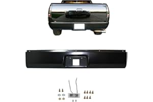 RAINMAN S Rear Roll Pan Bumper with License Plate Replacement for Silverado Sierra 1500 1999-2007 Pickup Trucks Steel