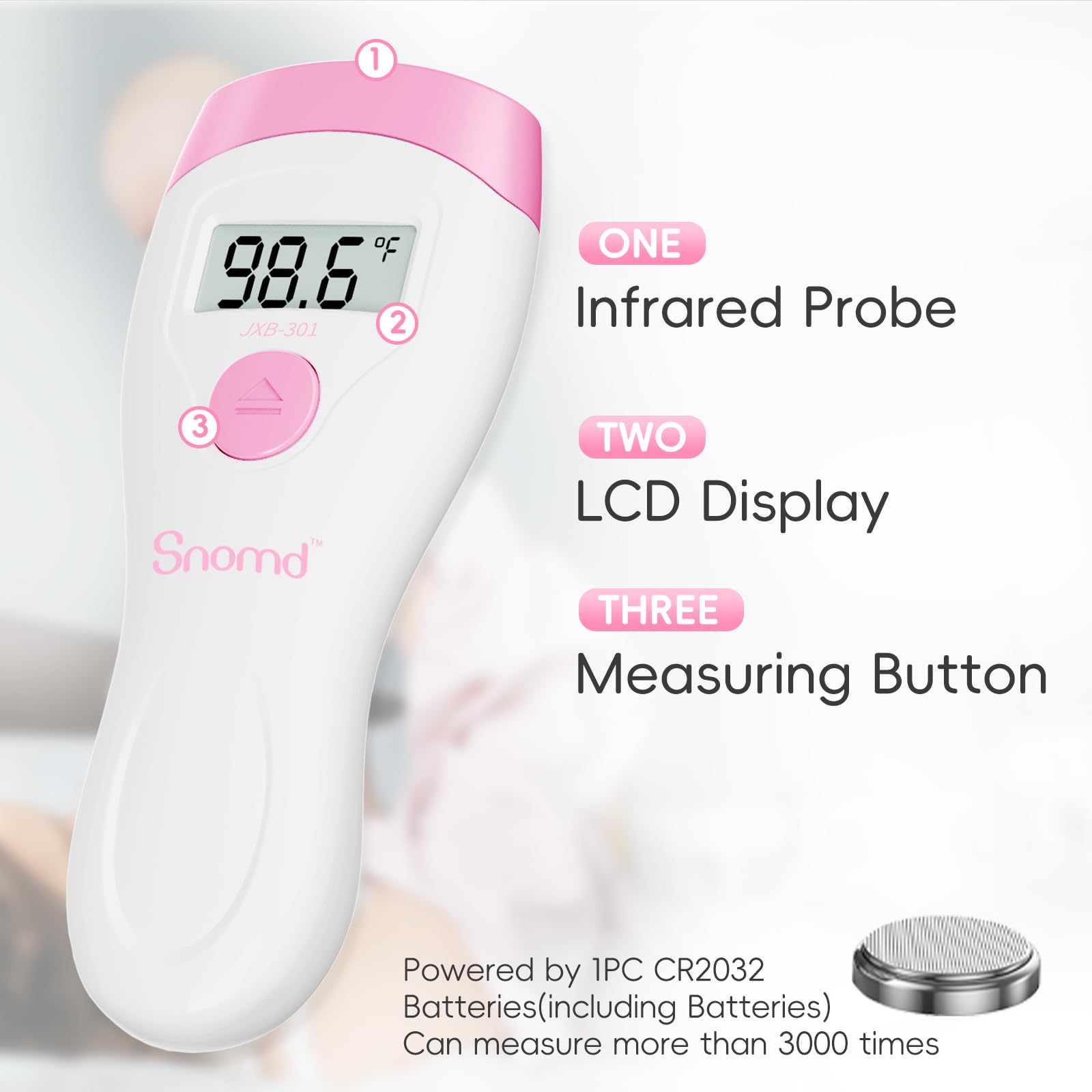 Non-Touch Forehead Thermometer, Digital 2-in-1 Infrared Thermometer for Adults, Kids, and Babies with Fever Alarm, Instant Reading, Medical-Grade Accuracy