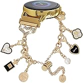 Metal Band Compatible with Samsung Galaxy Watch 7 6 5 4 FE 40/44mm,Galaxy Watch 5 Pro,Watch 6 4 Classic,Link Chain Wristband with Cute Bling Charms Pendants Bracelet Women,20MM