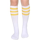 Henwarry Classic Triple Stripes Over the Calf Cotton Retro Tube Socks for Men and Women