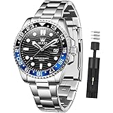 OLEVS Watch Men Luxury Easy Reader Big Face Analog Quartz Waterproof Stainless Steel Luminous Date Rotatable Bezel Dress Watches for Men Two Tone Casual Mens Wrist Watch