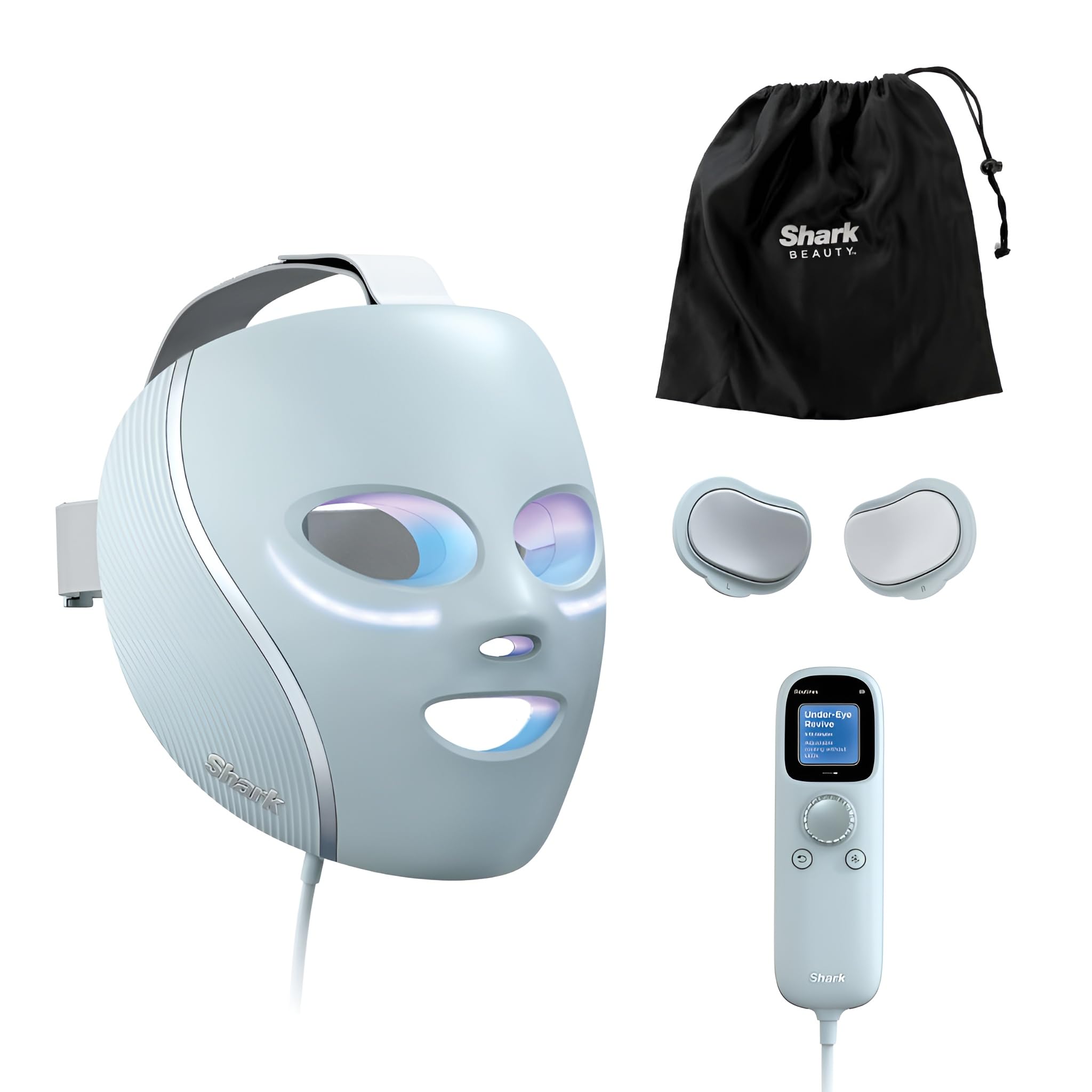 Shark CryoGlow LED Face Mask with Under-Eye Cooling, Anti-Ageing & Blemish Repair, Red & Blue LED, Infrared Light Therapy, Beauty Gifts For Her, USB-C, Remote Control, Storage Bag, Adjustable Straps