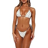 VnimVinter Women Sexy Brazilian Bikini Set Halter String Triangle Tie Side Cheeky Thong 2 Piece Bathing Suit Swimwear