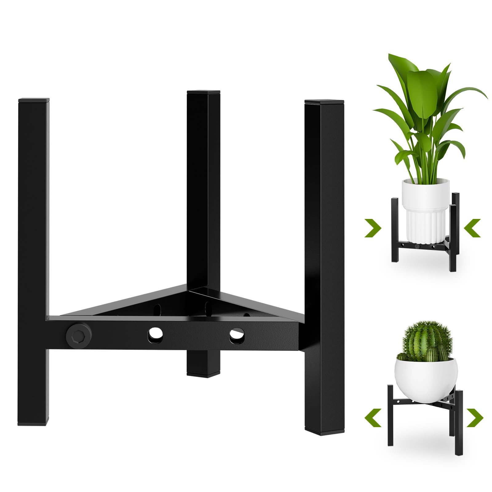 yVicv Adjustable Metal Plant Stands Indoor Outdoor Fits 8-12 Inch Pots,Black Plant Pot Stands,Anti-rust,Bearing Up to 200lbs,Corner Shelf for Garden Home Decoration