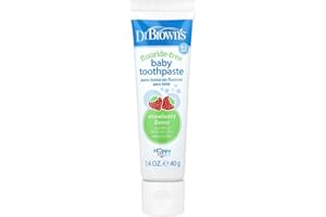Dr. Brown’s Fluoride-Free Baby Toothpaste, Infant & Toddler Oral Care Strawberry 1-Pack 1.4oz/40g, 0-3 years