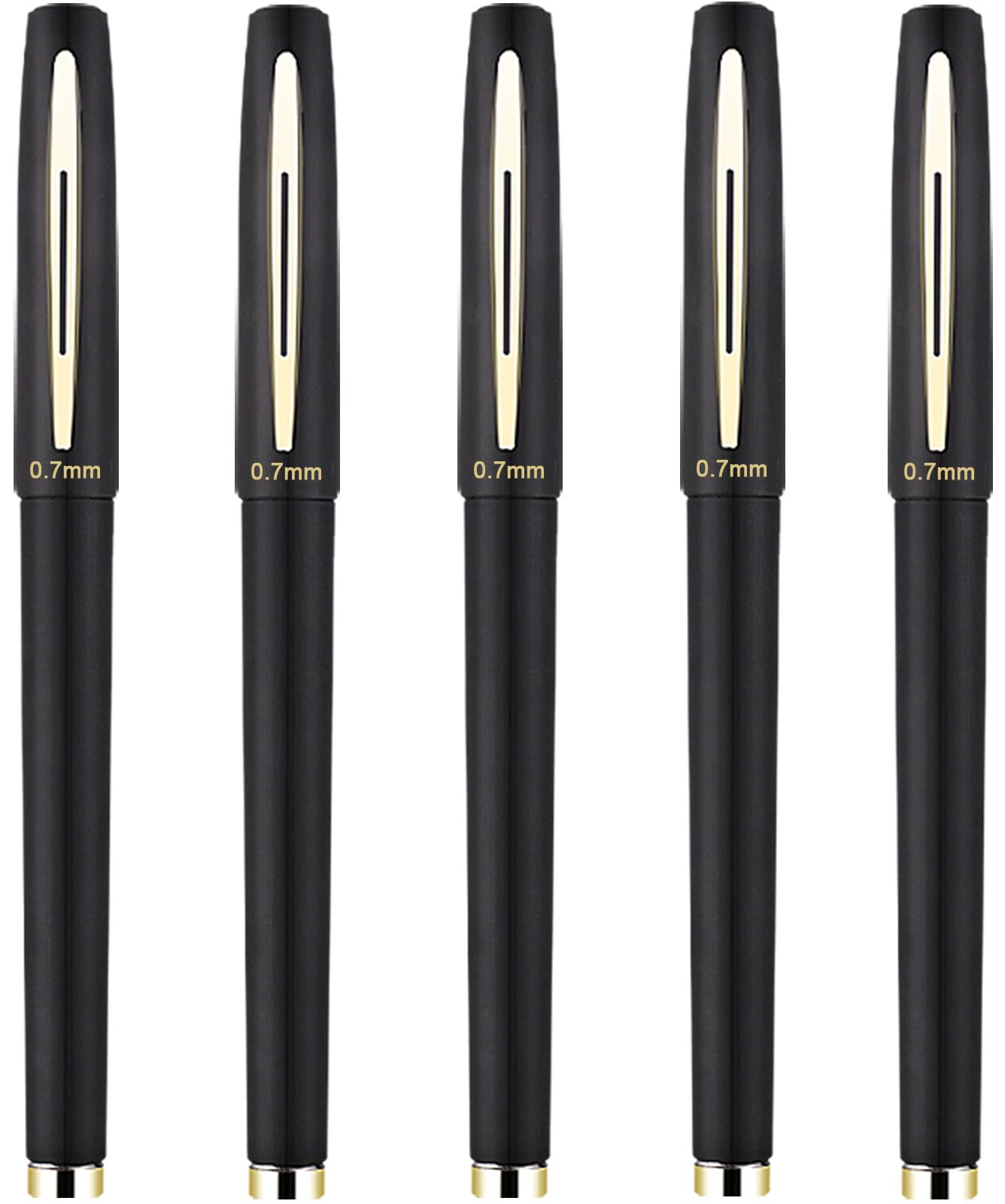 Black Ink Rollerball Pens Fine 0.7mm Ballpoint Tip (Pack of 5)