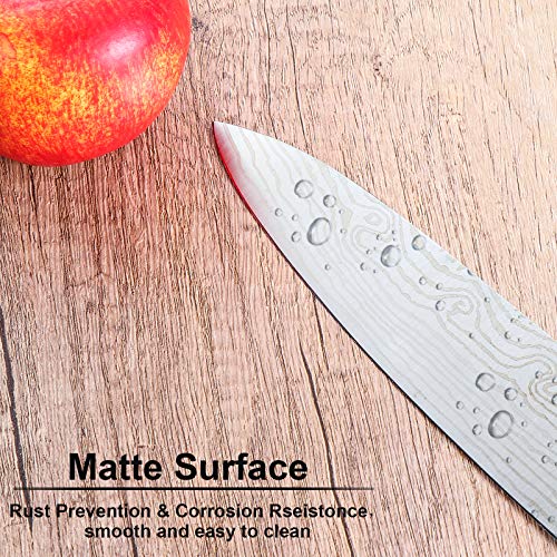 Damascus laser pattern kitchen knife set include carving knife, chefs