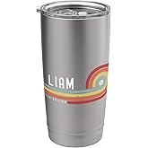 I Love Liam Personalized Retro Sunset First Name Stainless Steel Insulated Tumbler