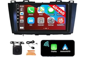 [4G 64G] Android Car Stereo FM Radio Carplay Android Auto 9" Touchscreen Headunit Media Player with Backup Camera for Mazda 5