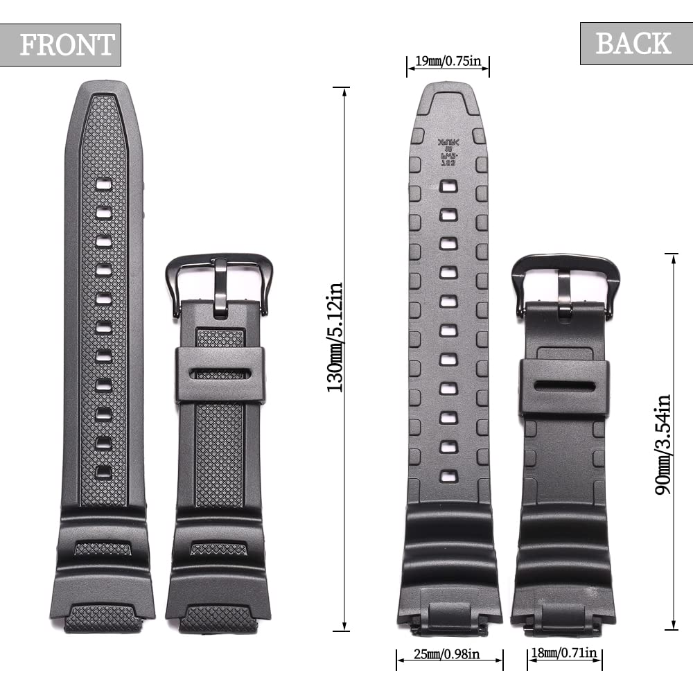 XBHSW Resin watch strap Compatible with Casio AE1200WH AE-1300WH F108WH W218H W-219H W-800H Men's Waterproof Rubber Band Replacement Bracelet