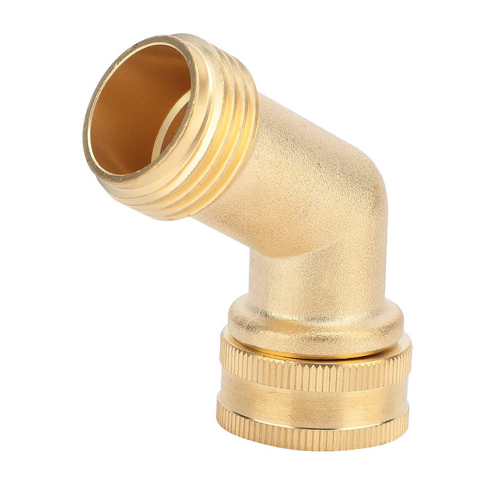 NPT 3/4in Hose Tap Connector, 45 Degree Brass Elbow Ball Valve Hose Connector Adapter Heavy Duty Gooseneck Hose Adapter for Outdoor Garden Lawn