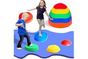 Party Club of America 5pcs Stepping Stones for Kids, Plastic Balance Non-Slip Jumping Stones, Coordination Game Toys for Ages 3 4 5 6 7 8 Years