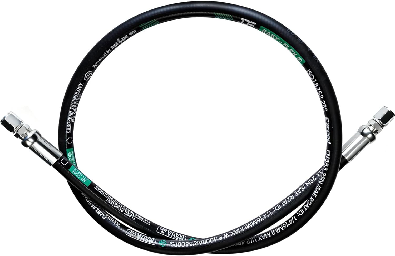 Photo 1 of LingCheng 26711-06-06RW Hydraulic HoseSwivel Assembly 3/8 ” Hydraulic Hosewith Female JlC X Female JlC 72 ”Long4785 psi, Black