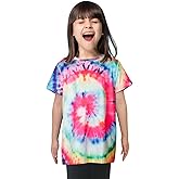 Kids Tie Dye T Shirts 3-12 Years Hippies Senior Crewneck Short Sleeve Rainbow Tee for Kids