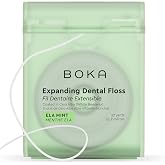 Boka Ela Mint Expanding Waxed Dental Floss - 27 Yds (1 Pack) | Smooth Beeswax Glide for Between Teeth, Woven Travel Floss for Kids and Adults