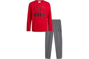 PUMA Boys Sweatpants Set - 2 Piece Soft Fleece Crewneck Pullover Boys Sweatshirts and Jogger Pants Kids Activewear Set (4-16)
