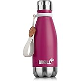 Mollcity 9 oz Water Bottle for Kids Stainless Steel Vacuum Insulated Flask Cola Shape Leak Proof Sports Water Bottle (Fuchsia Red)