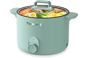 Topwit Electric Pot, 1.5L Non-stick Ramen Cooker, Multi-Function Hot Pot Electric for Pasta, Noodles, Steak, Egg, Electric Cooker with Dual Power Control, Over-Heating and Boil Dry Protection, Green…