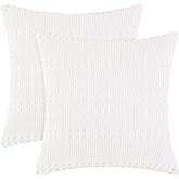 PHF 100% Cotton Waffle Weave Euro Sham Covers, 2 Pack 26" x 26" Bed Pillow Covers for Elegant Home Decor, No Filling, Luxury Aesthetic Soft Euro Pillow Cases for Bed, White