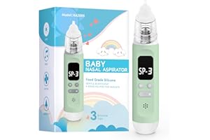 Bivni Baby Nasal Aspirator,Electric Baby Nose Sucker with Adjustable 3 Levels Suction, Rechargeable Nasal Sucker for Babies with 8 Light Modes and 3 Nursery Rhymes(Green)