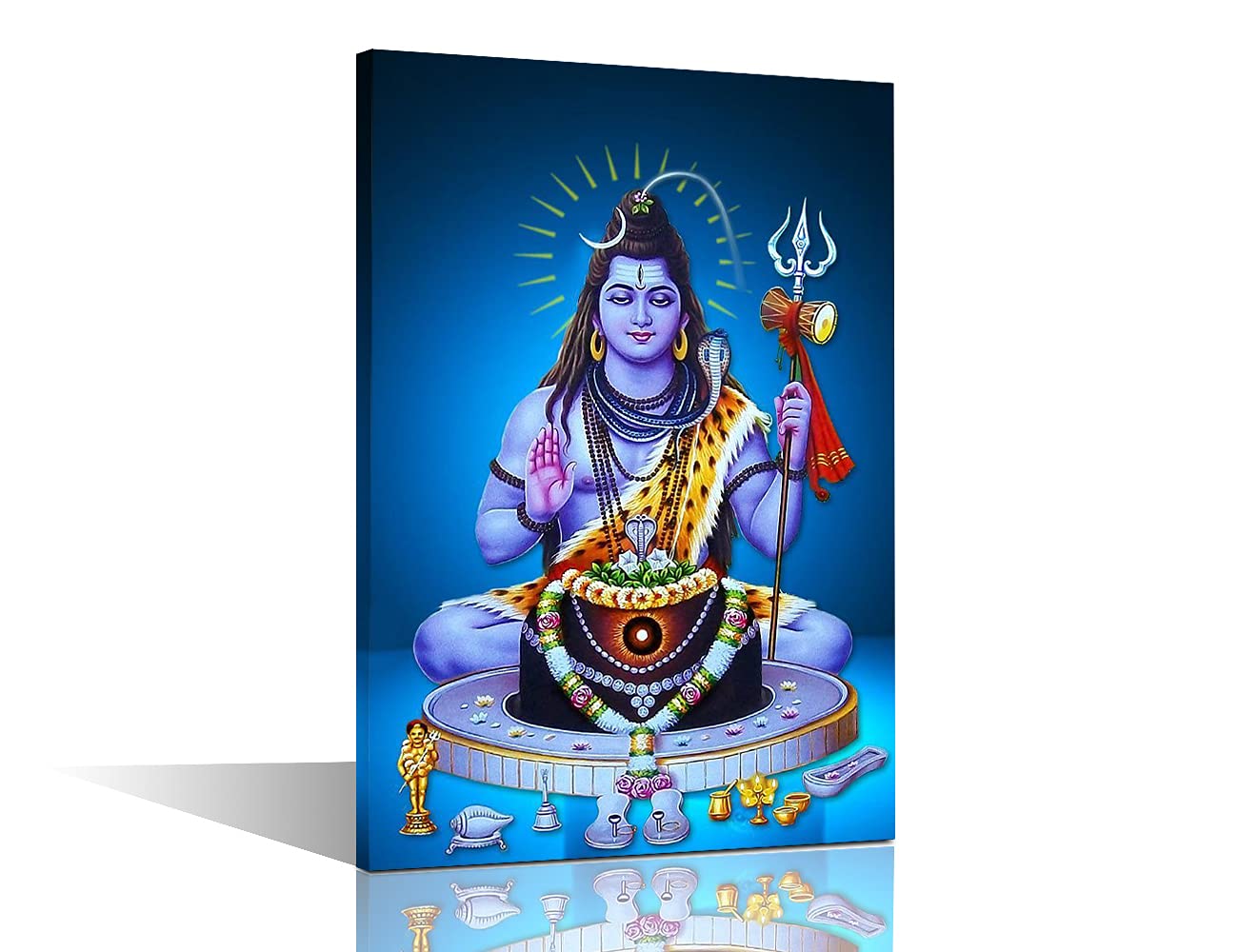 Shiva Canvas Wall Art Hindu Lord Shiva Pictures for Bedroom Posters Painting Hindu God Home Decor for Living Room Hinduism Cultural Wall Decoration 1 Panel Artwork Framed Ready to Hang (12''Wx 18''H)