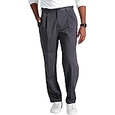 Haggar Men's Premium No Iron Khaki Classic Fit Pleat Front Pant (Regular and Big & Tall Sizes)