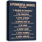 8 Rules Of Life Canvas Decoration Painting, Suitable For Office, School, Library,Home (29x38cm) Framed (Blue-8)