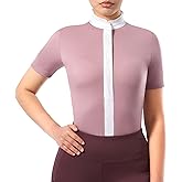 Harrison Howard Women's Equestrian Short Sleeve Riding Top Show Shirt Rider Sport Sun Shirt