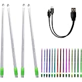 Hami LED Light Up Drum sticks 2 Pack(4pcs), 15 Color Changing Drumsticks | Support USB Charging with Opening Key, PC Polymer Material, Durable Professional Musical Practice for Kids Adults