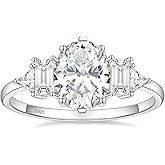 EAMTI 3CT 925 Sterling Silver Wedding Rings for Women Oval Cut Cubic Zirconia Engagement Promise Rings for Her Size 4-10