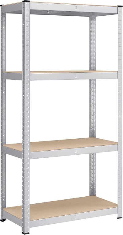 SONGMICS 4-Tier Steel Shelving Unit 520 kg Load 40 x 80 x 160 cm Silver