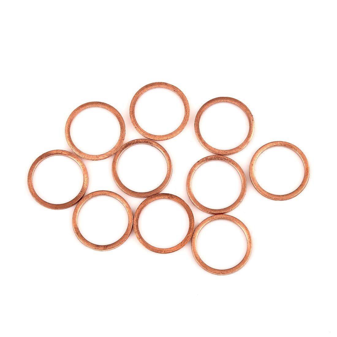 X AUTOHAUX 10pcs Copper Washer Flat Sealing Ring Spacer for Car 15 x 19 x 1.5mm
