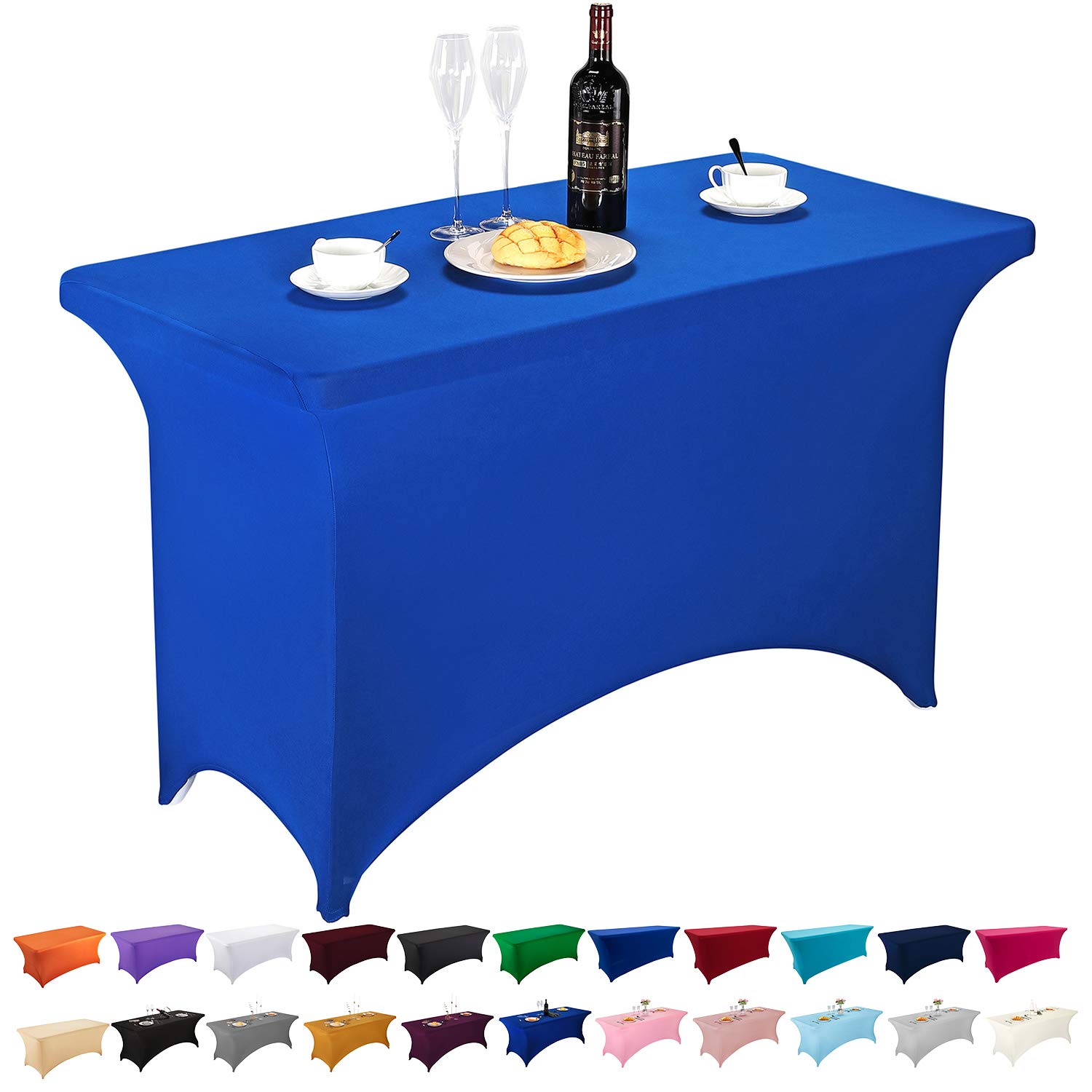 LZY Spandex Fitted Stretch Table Cover for 4ft or 6ft or 8ft Folding Table, Rectangular Cocktail Tablecloth, Perfect for Party or Banquet — image 1