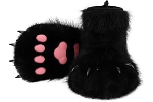 hbbhml Animal Fuzzy Slippers Bear Cat Wolf Dog Fox Fursuit Feet Paw Claw Shoes Furry Boots Costume Accessories for Adult Kids