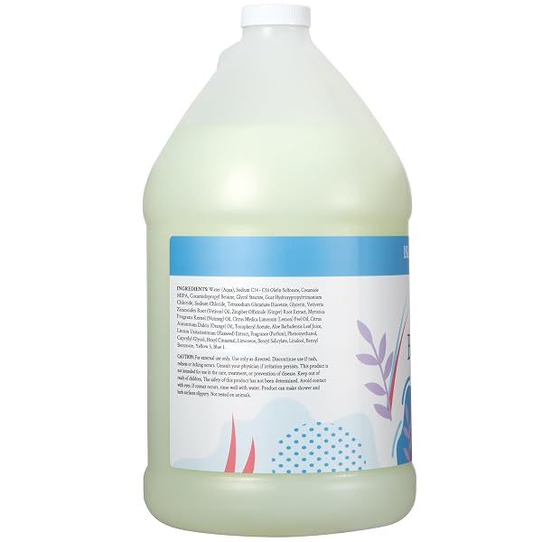 GINGER LILY FARMS BOTANICALS NOURISHING BODY WASH, ISLAND TRANQUILITY, 100% VEGAN & CRUELTY-FREE, GREEN TEA LEMONGRASS SCENT, 1 GALLON REFILL (128 FL. OZ.)
