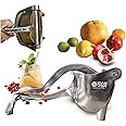 The Soji SuperBeast Manual Juicer - Single Press Fruit Juice Squeezer - Heavy Duty Aluminum Alloy Citrus Squeezer, And Pomegranate Juicer With Seed Filter - Handheld, Easy Clean Cocktail Fruit Juicer