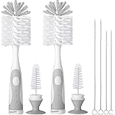 CAREBABYMORE 2 Pack Baby Bottle Brush with 4 Pack Straw Brushes, 10.2" Nylon Brushe with Nipple Cleaner and Stand Suction Cup