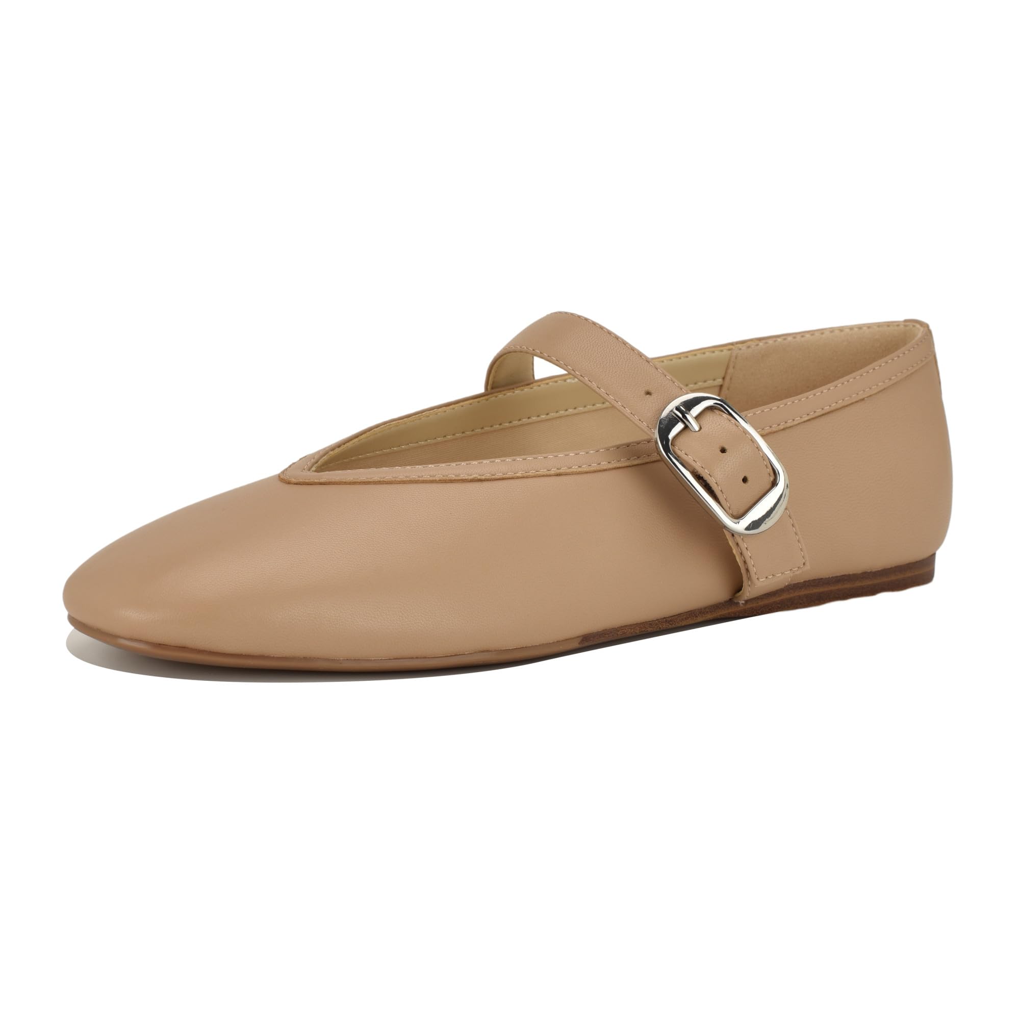 Nine West Women’s Vancee Flat, Light Natural Leather 110, 6