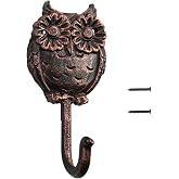 ICObuty Coat Hook Hat Hook Vintage Wrought Iron Wall Mounted Screws Included Wall Hook (Owl)