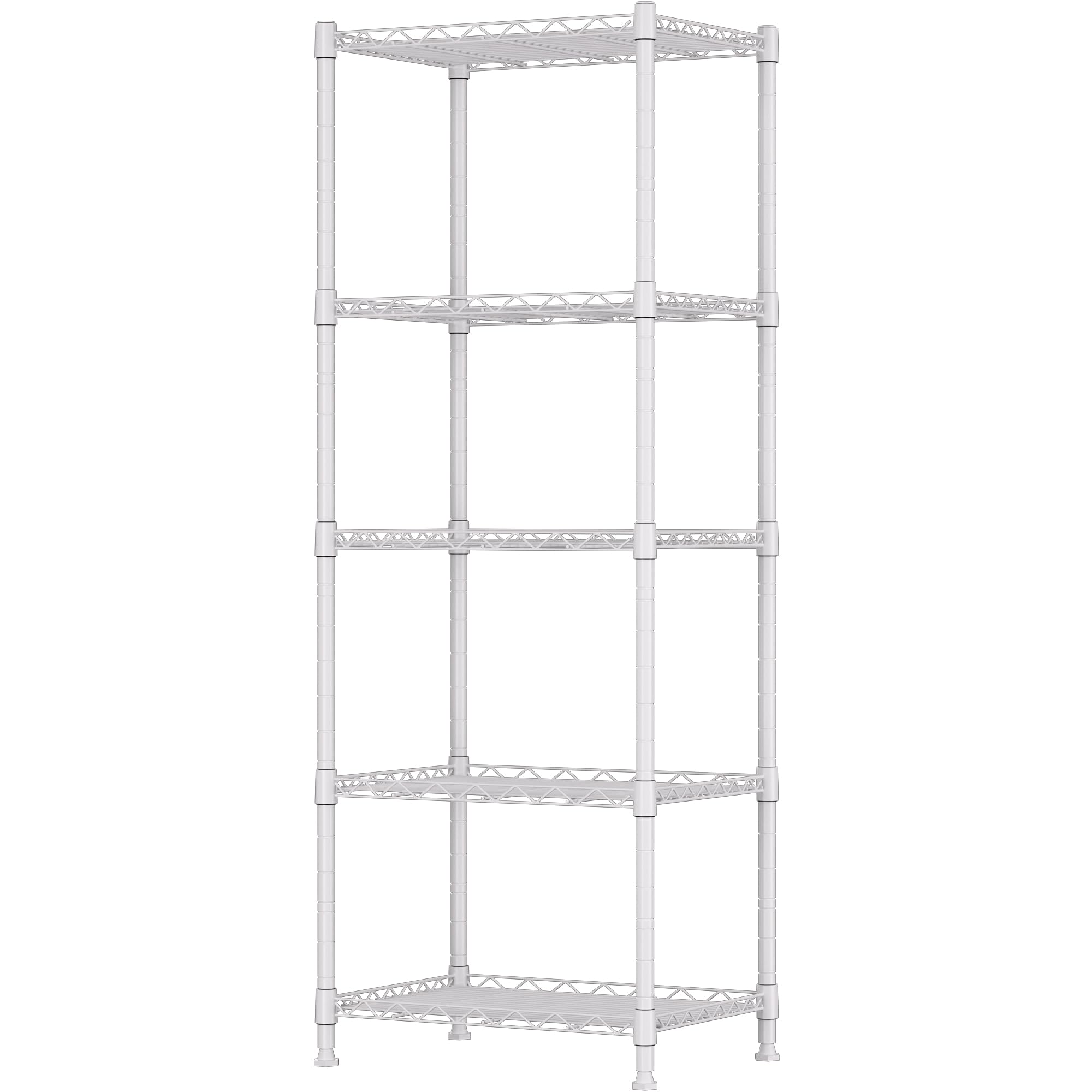 Photo 1 of REGILLER 5-Wire Shelving Metal Storage Rack Adjustable Shelves,Standing Storage Shelf Units for Laundry Bathroom Kitchen Pantry Closet(White,11.8" D x 16.6" W x 53.5" H)